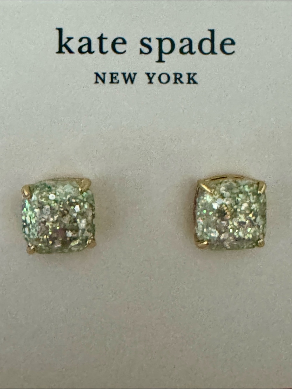KATE SPADE OPAL GLITTER SQUARE STUDEARRINGS NWT